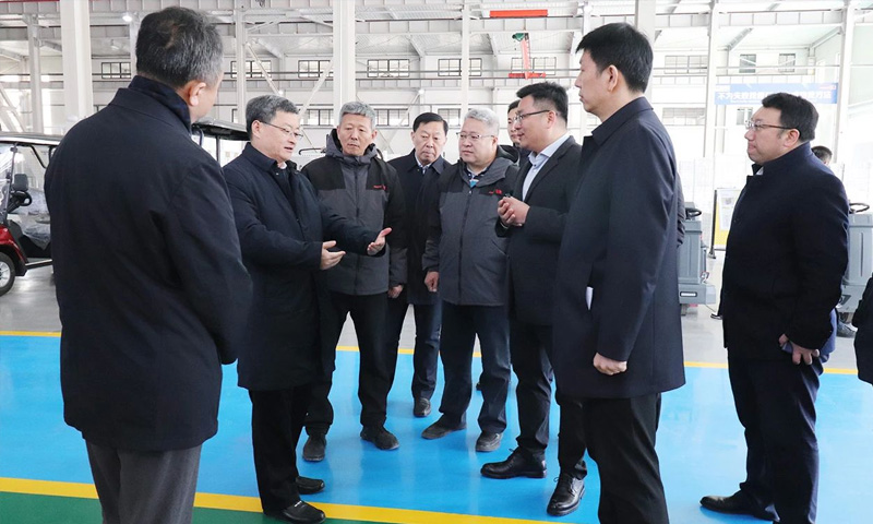 熱烈歡迎濟南市長于海田蒞臨巨能智造產業園區調研復工及科技創新發展情況！深入山東百易新能源環衛車總裝車間參觀指導！